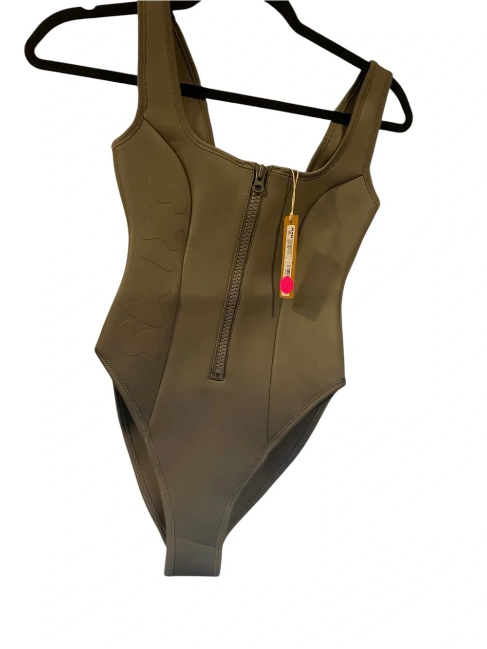 NWT Skims Rubberized Scuba Swim Scoop Neck One Piece GRAY CHALK Size XXS